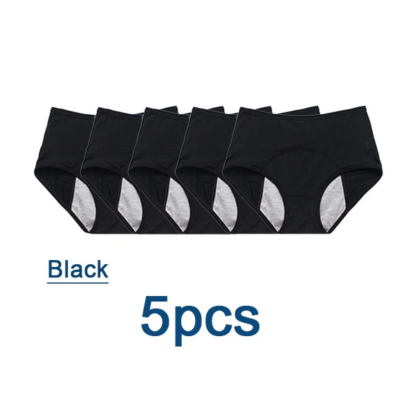 5pc Leak Proof Menstrual Panties Period Underwear Waterproof Briefs Plus Size