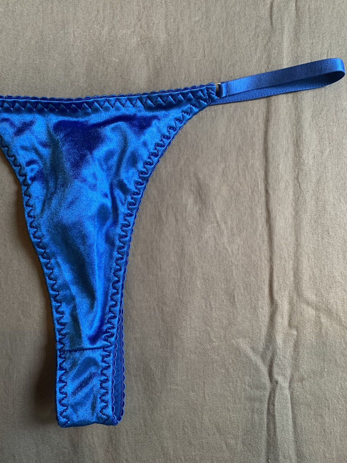 New Sexy Blue Satin Thong Panties Solid XL String