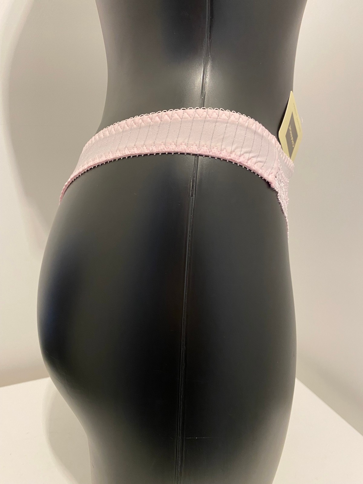 Baby Pink & Silver Sparkle Thong Pinstripe string panty panties underwear