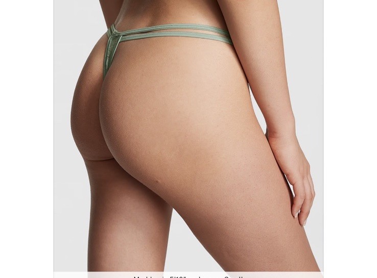 🌹Victoria Secret “pink” 🎉Double Strap Iceberg Green LARGE Thong