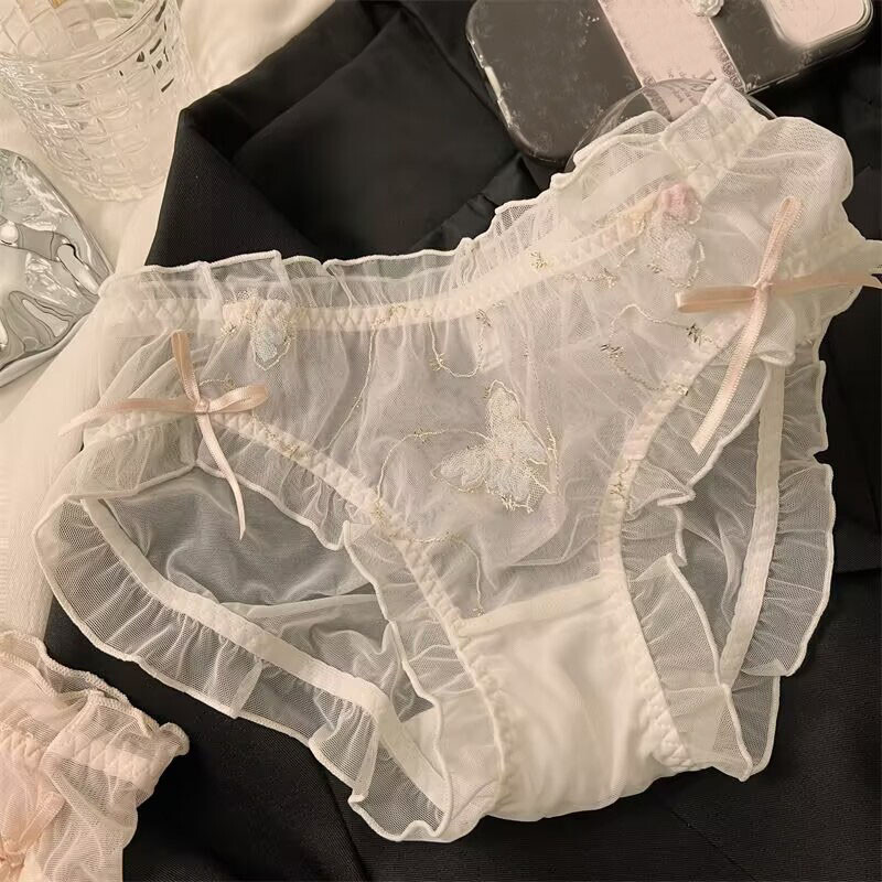 Sweet Girls Womens Sheer Briefs Panties Transparent Mesh Cute Lolita Knickers