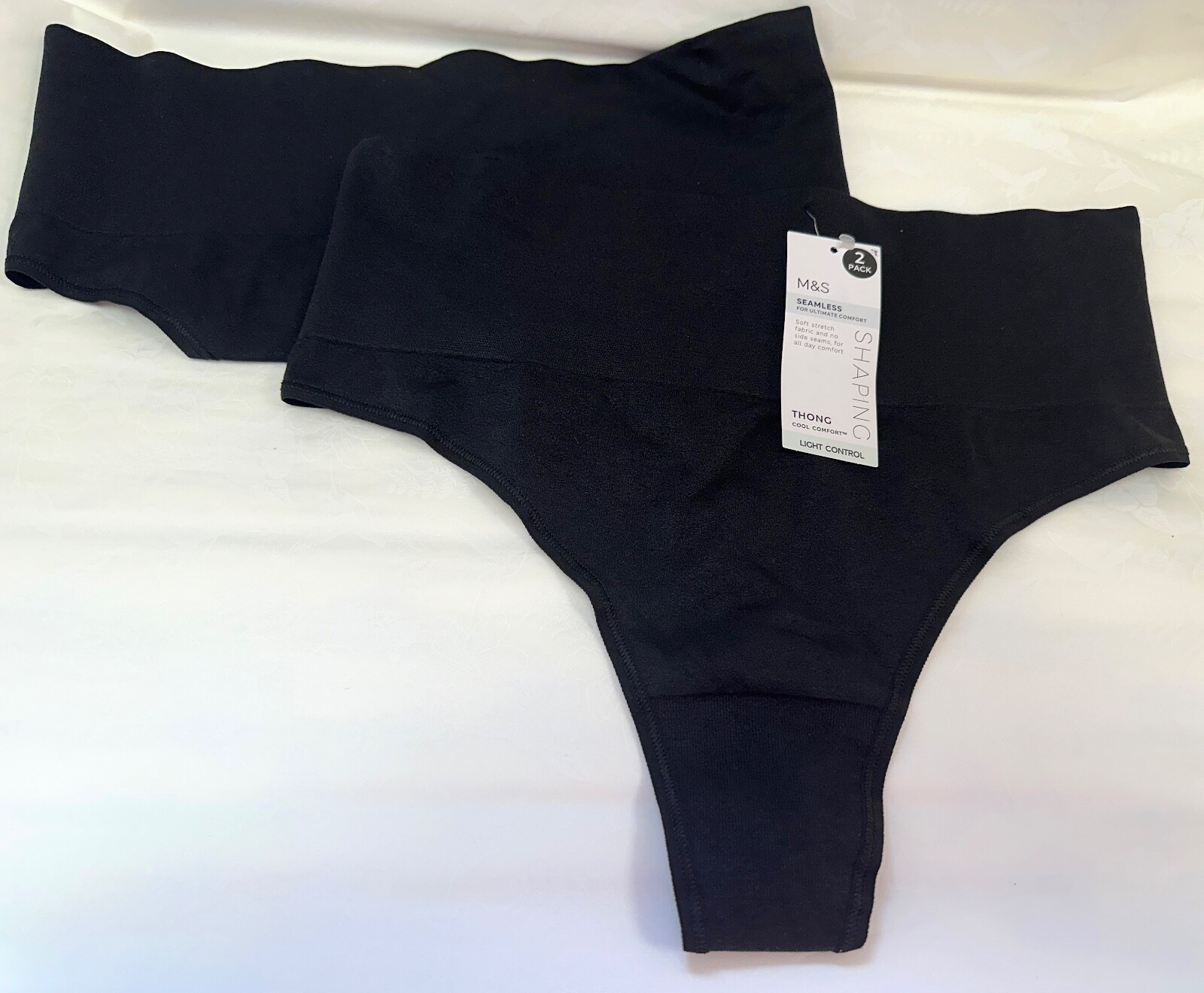 NEW M&S Shaping 2 pack light control Cool Comfort thongs in rose quartz or black