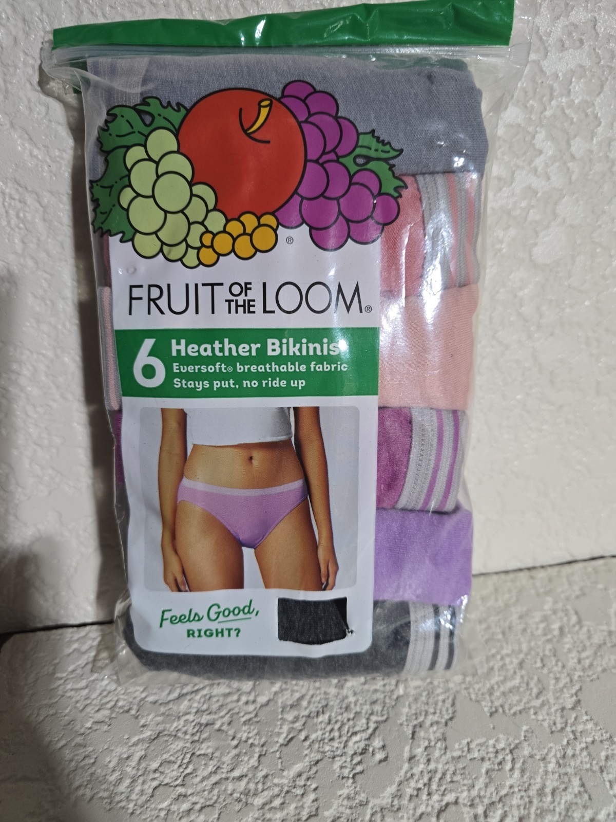 FRUIT OF THE LOOM HEATHER BIKINIS MULTI COLOR PANTIES 6 PAIRS WOMEN’S SIZE 9/XL