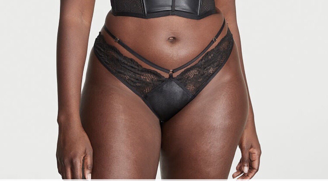 Victoria’s Secret Very Sexy Fishnet Floral Open Back Cage Brazilian Panty NEW-M