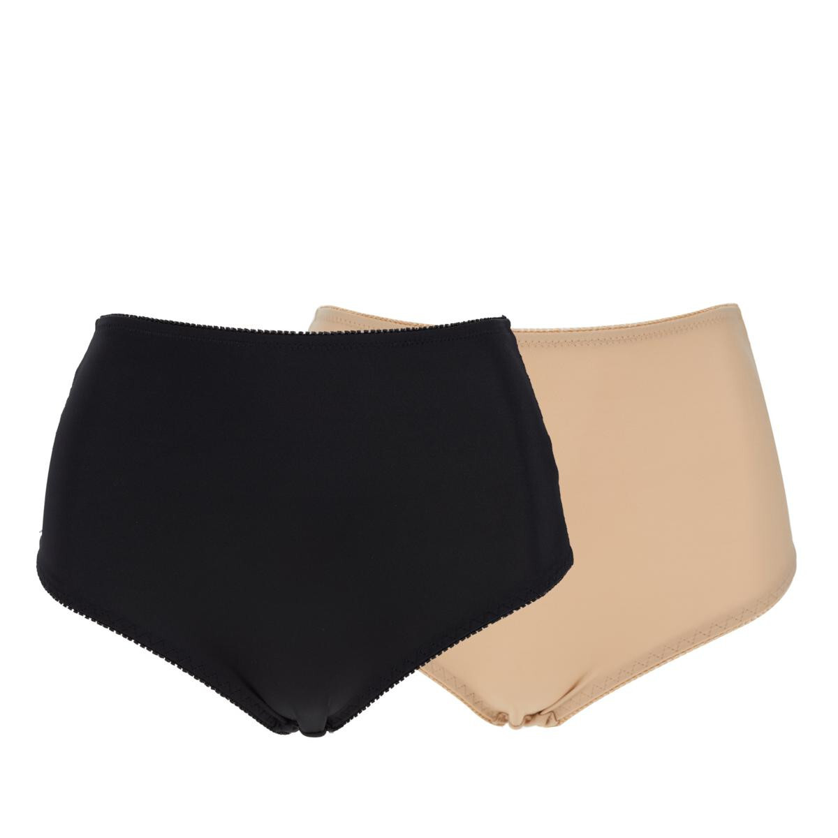 Rhonda Shear Womens Pack of 2 Lace Inset Brief in Beige and Black Size L 764476