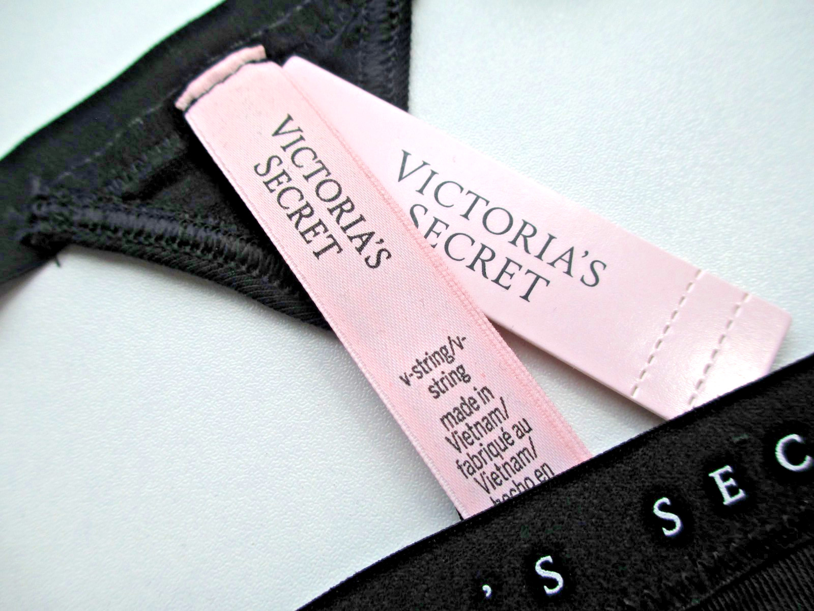 VICTORIA’S SECRET Cotton V-String Thong Panty S M L XL Black NWT VS FREE SHIP 4+