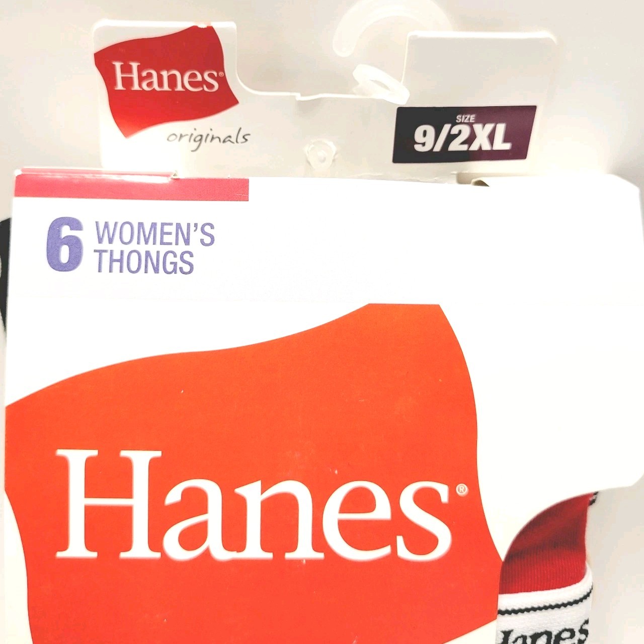 2XL/9 Hanes Originals Womens Thong Underwear Panty Breathable Stretch Cotton 6Pk