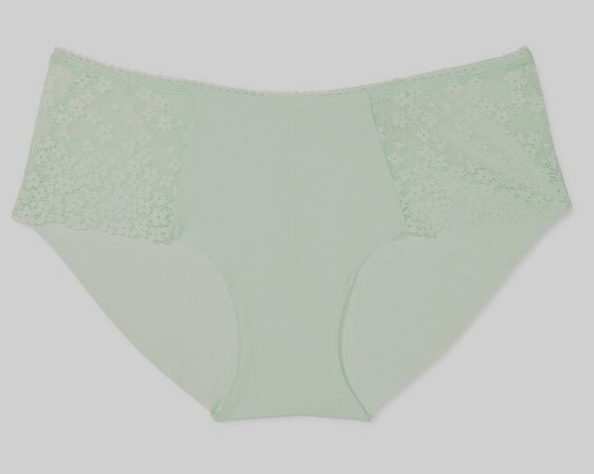 XL Spring Green w Daisy Lace NO SHOW Smooth Victorias Secret Hiphugger Panty