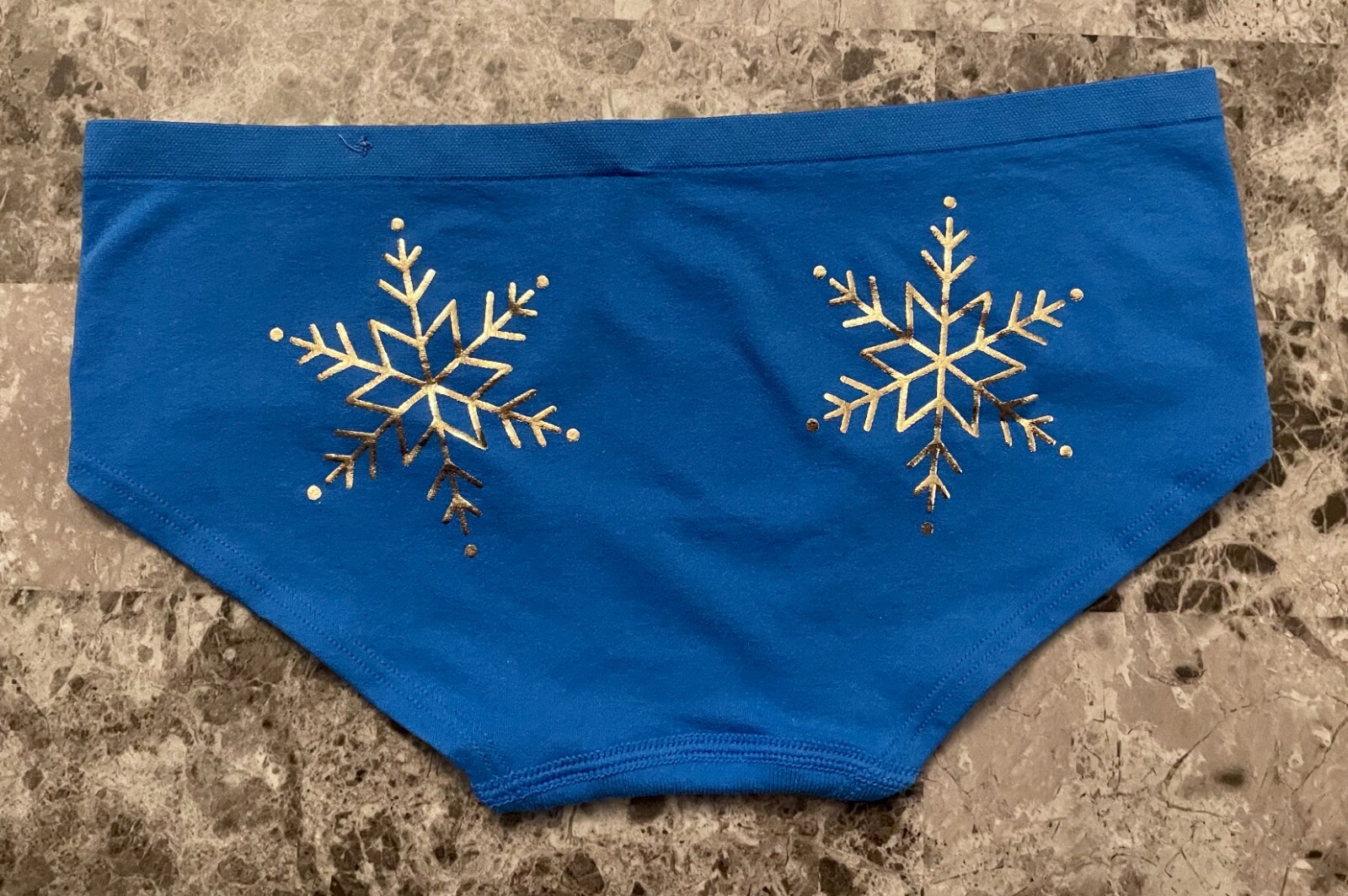 NWT VICTORIA’S SECRET PINK XS BLUE METALLIC SNOWFLAKE SEAMLESS HIPSTER PANTIES
