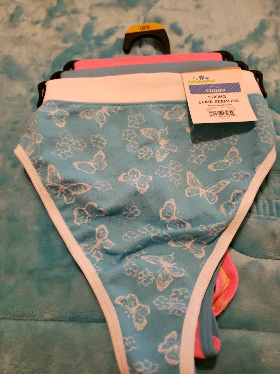 1 CELEBRATE! SUMMER 3-PACKS SEAMLESS THONG PANTIES SIZE L (12-14) NWT
