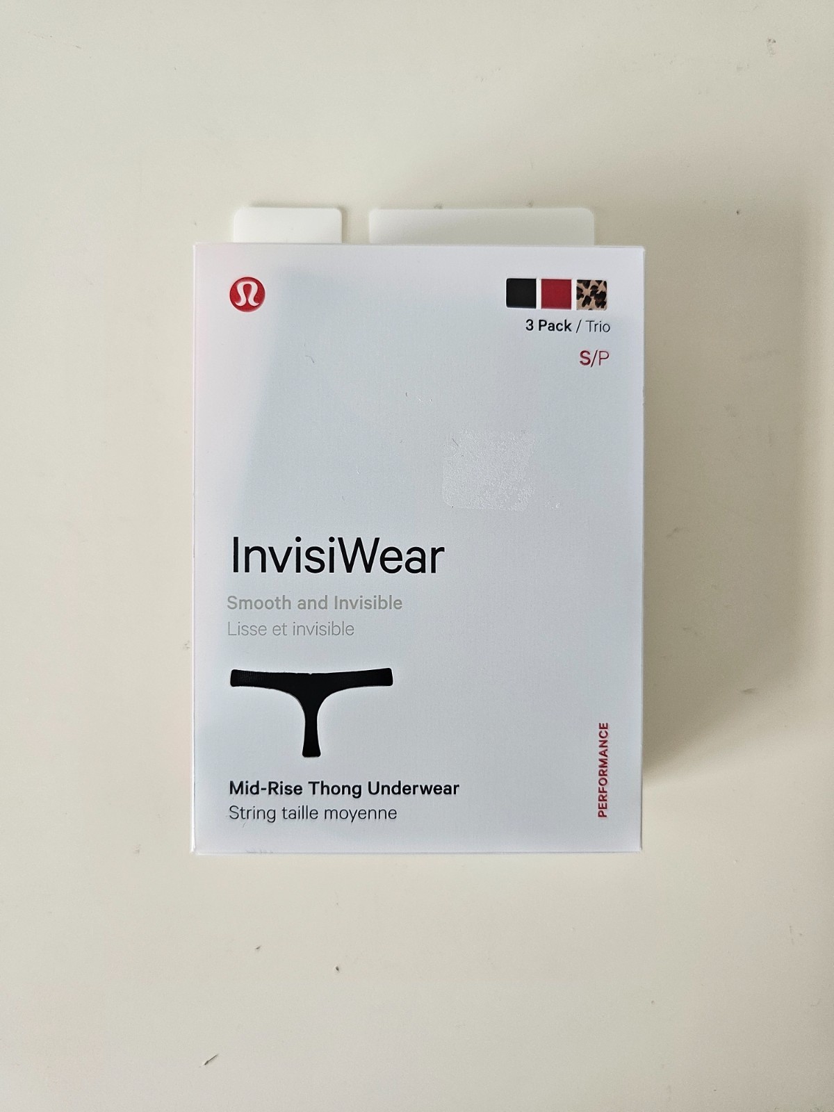NWT LULULEMON Black Red Leopard Smooth & Invisible InvisiWear MR Thong 3 Pack S