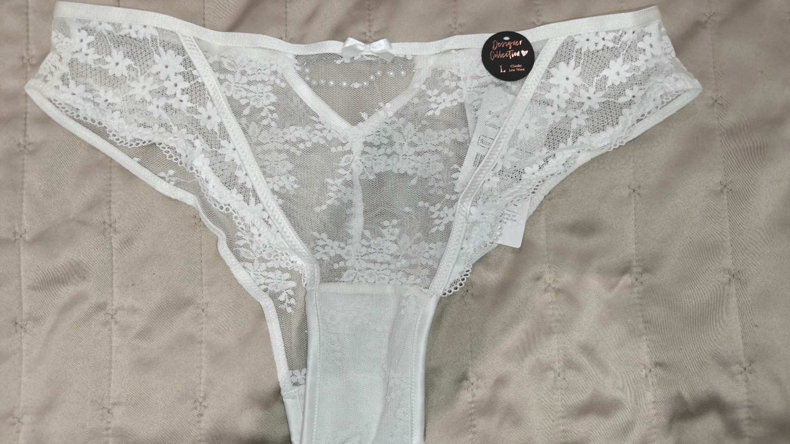 BNWT – 6IXTY 8IGHT Cheeky Lace Tanga Brief – UK 12 – White