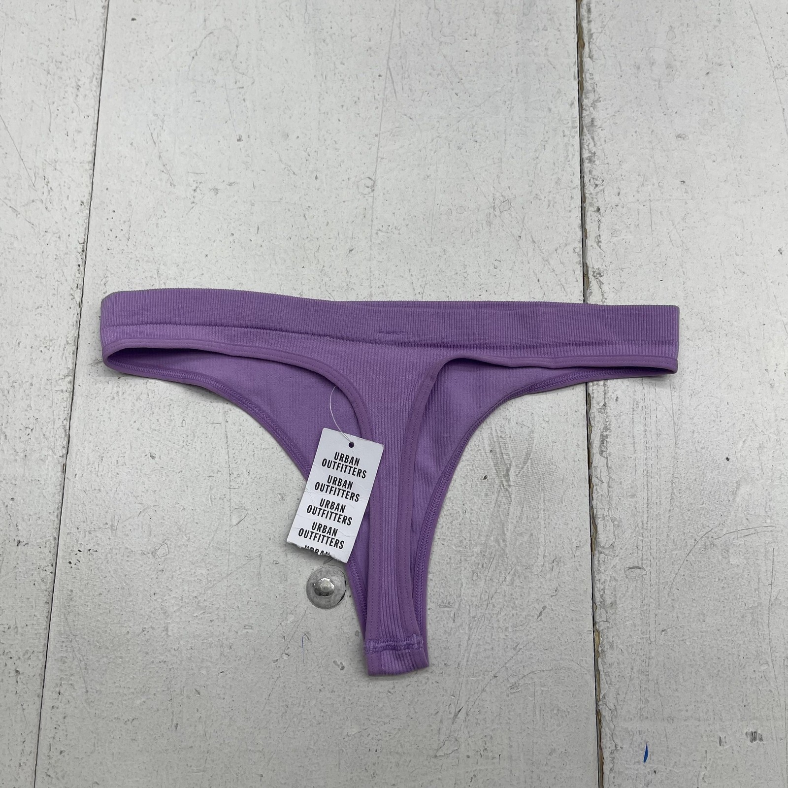 Out From Under Thong Panties Womens Medium Purple Rib Knit Seamless Stretch