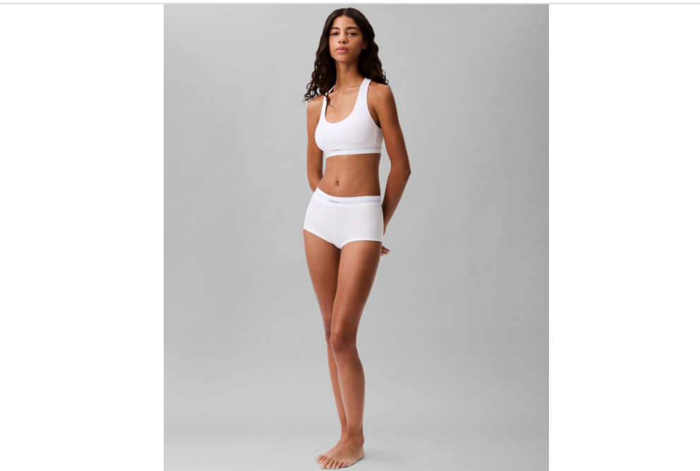 Calvin Klein Underwear Cotton Modal Stretch Rib Boyshorts Women Underwear White