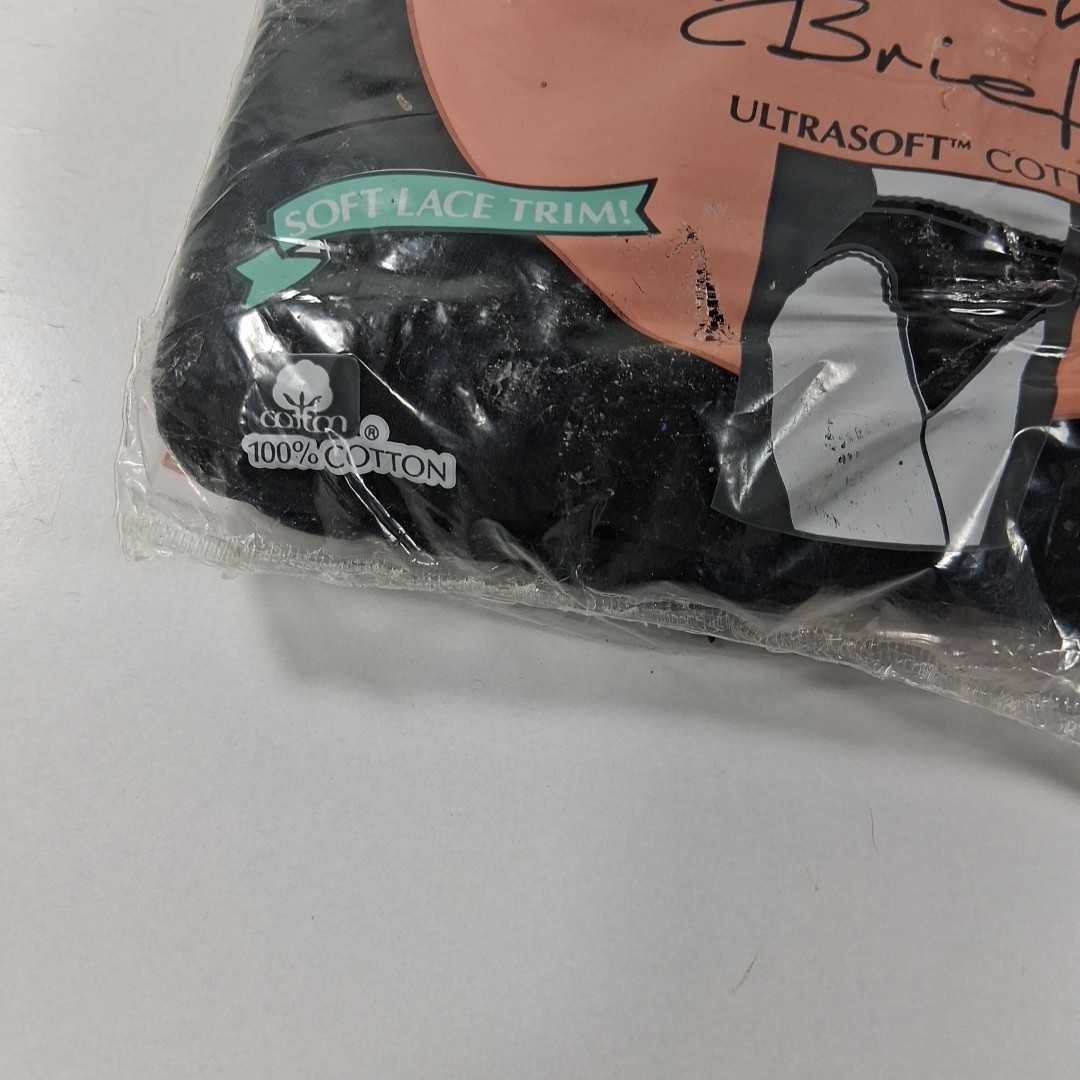 NOS 1990 Fruit of the Loom High Thigh Briefs Womens 10 Black Panties 3 Pack USA