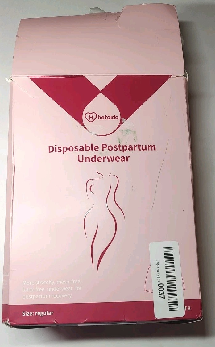 Hetaida 8 Pack Disposable Postpartum Underwear Women’s Size Regular/Medium