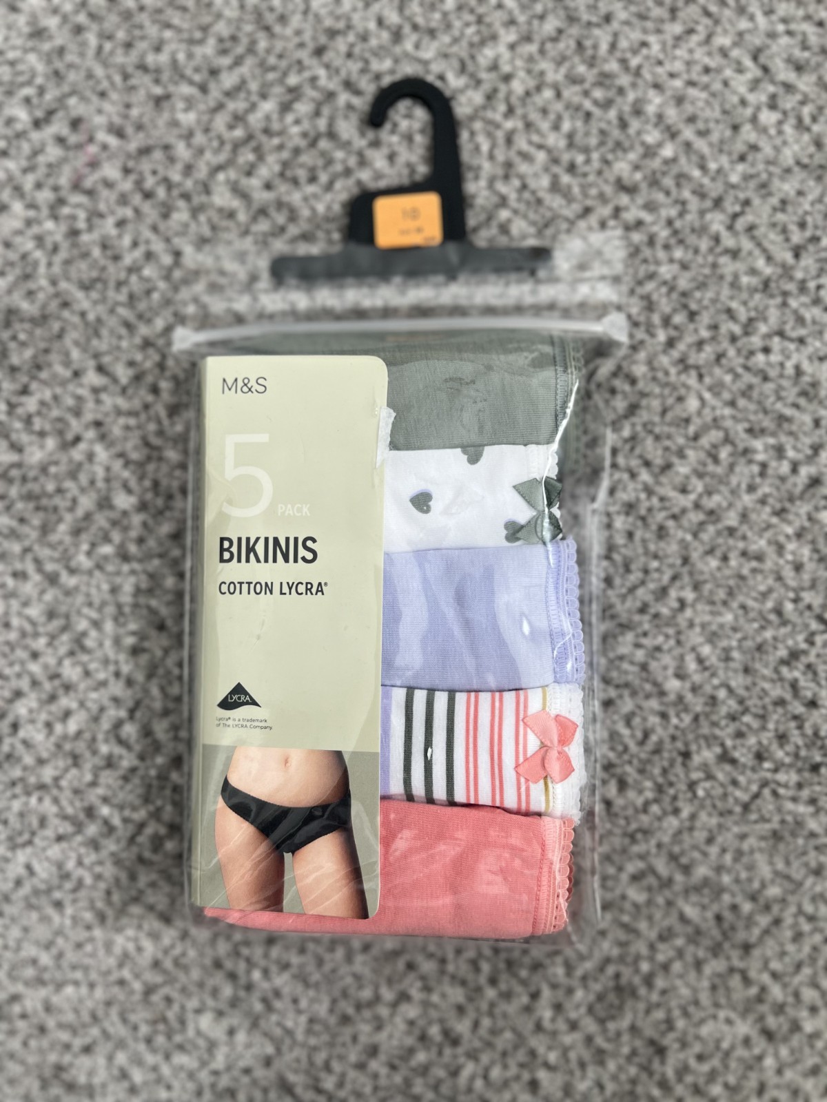 BNWT M&S Ladies Coral Mix Cotton Lycra Bikini Knickers 5 Pack Size 10