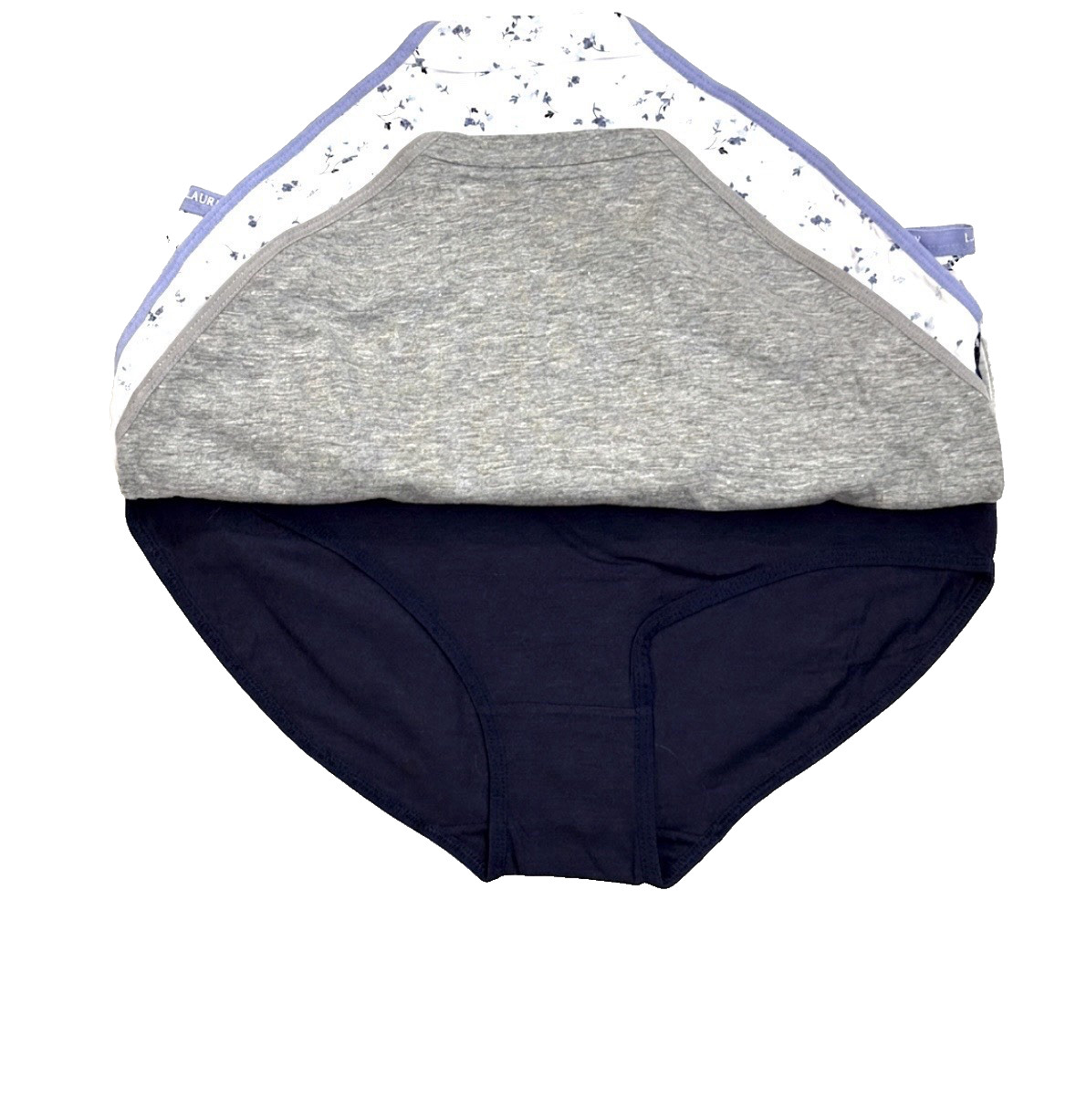 LAURA ASHLEY 5 PACK COTTON MID RISE PANTIES XL FLORAL SOLIDS TAG FREE SUPER SOFT