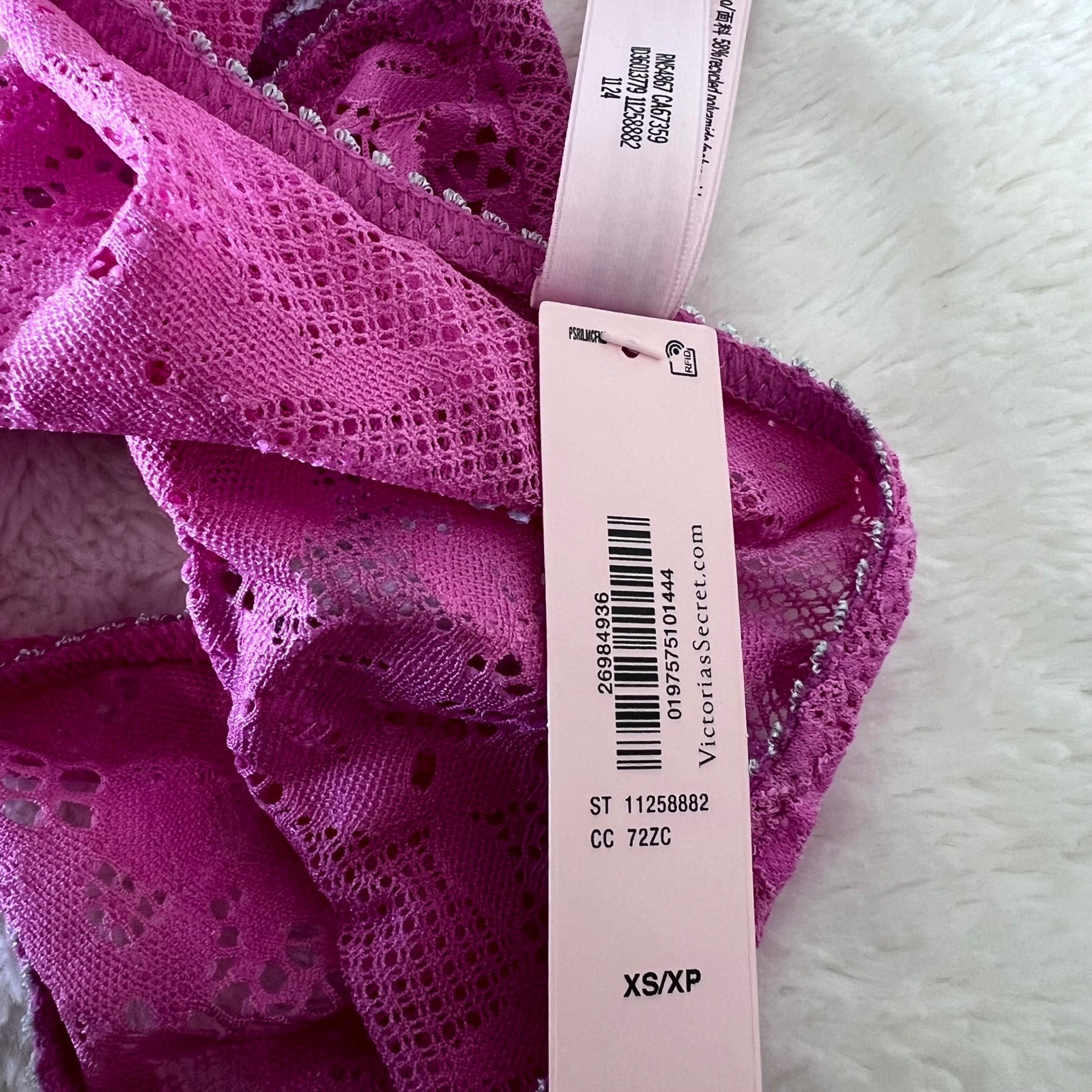 Victorias Secret Women’s Tease Magenta Pink Floral Lace Cheeky Panty Size XS NWT