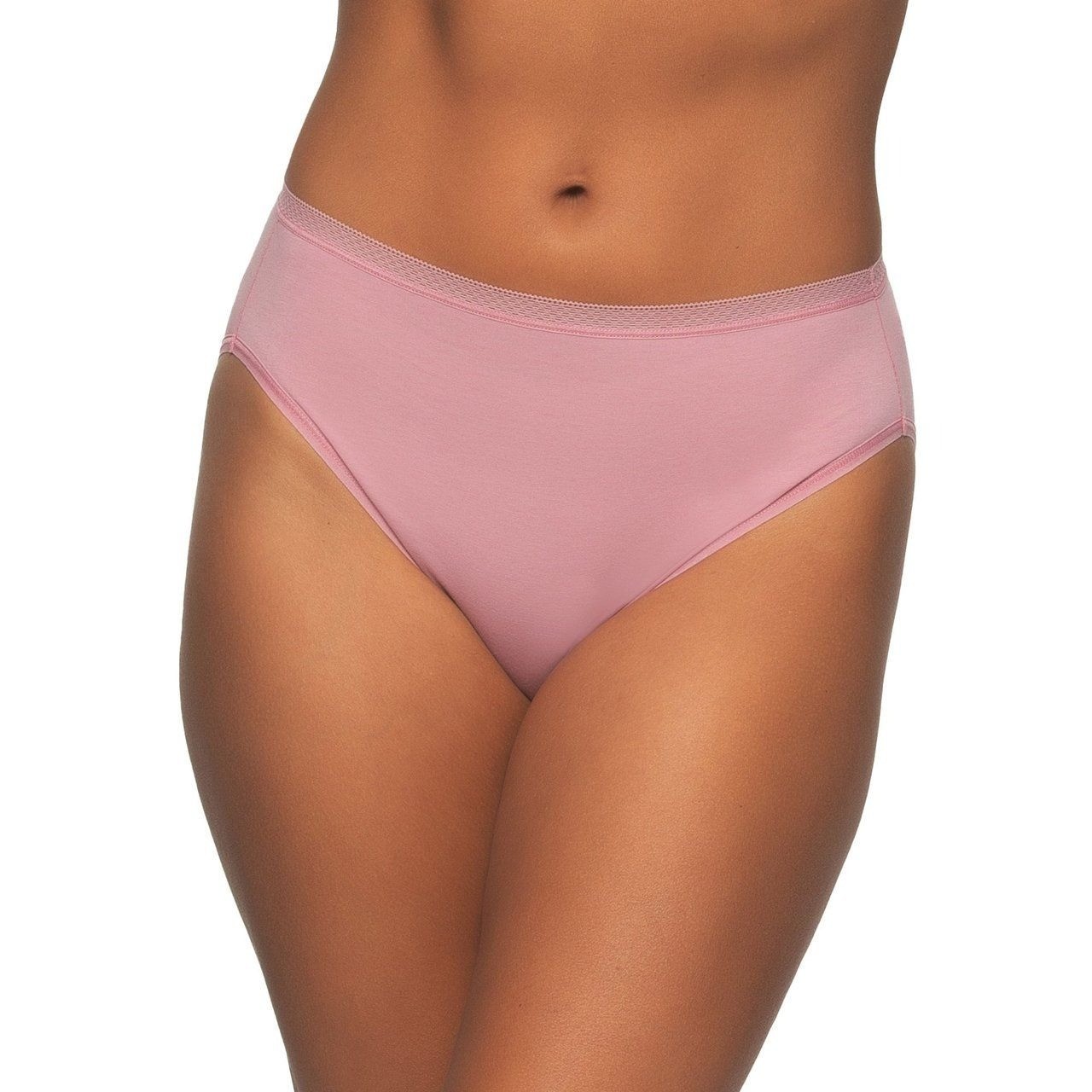 NWT Felina Women’s L Pima Cotton Blend Hi-Cut Panties 6-Pack With Lace F1150