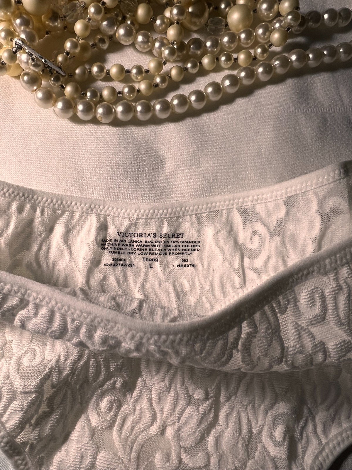 NEW Victoria’s Secret High Cut Thong Panty Size L Sheer Lace Nylon Spandex