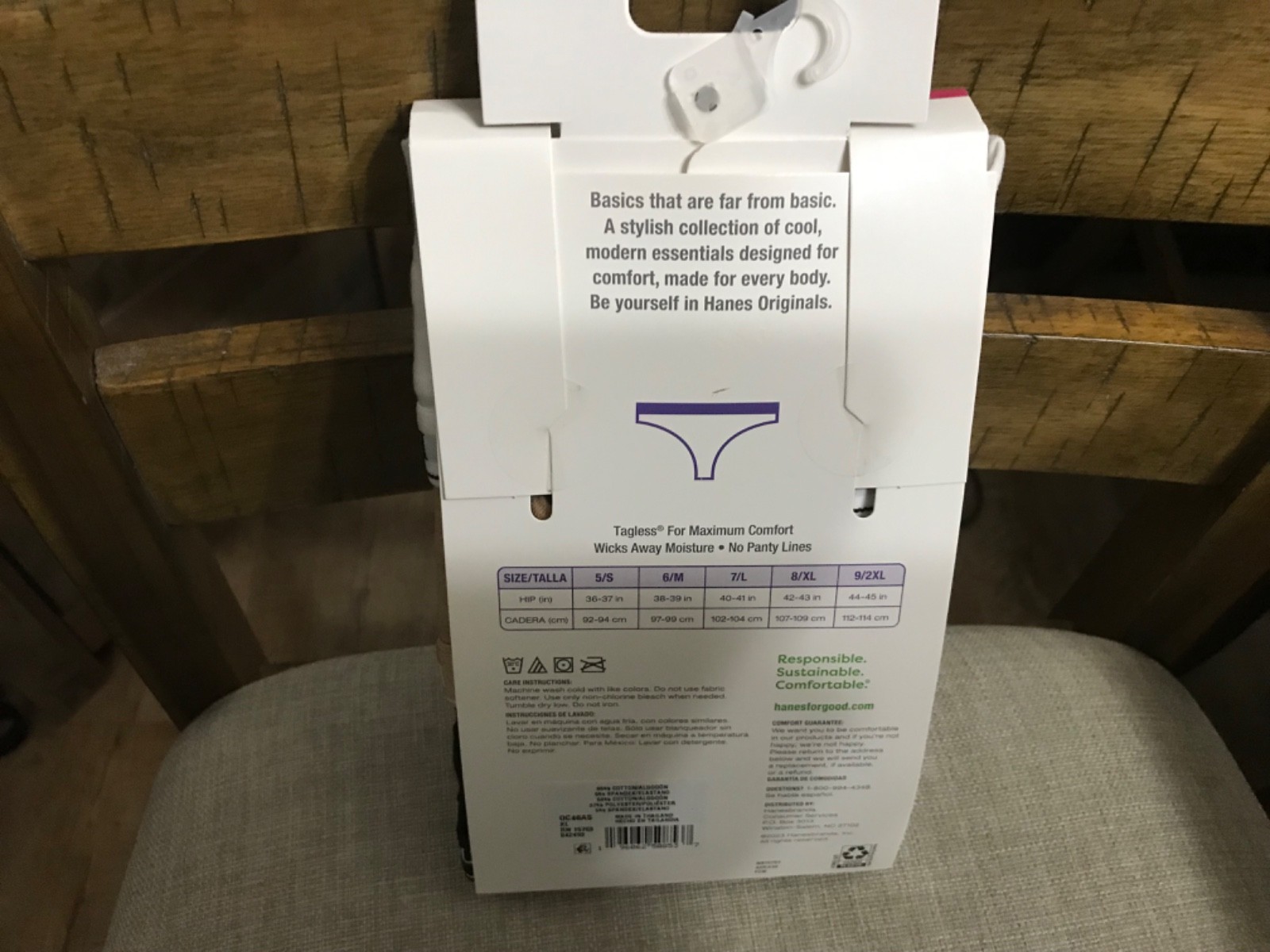 Hanes Originals Women’s Thong Underwear Stretch Cotton 6-Pack X-Large Size 8
