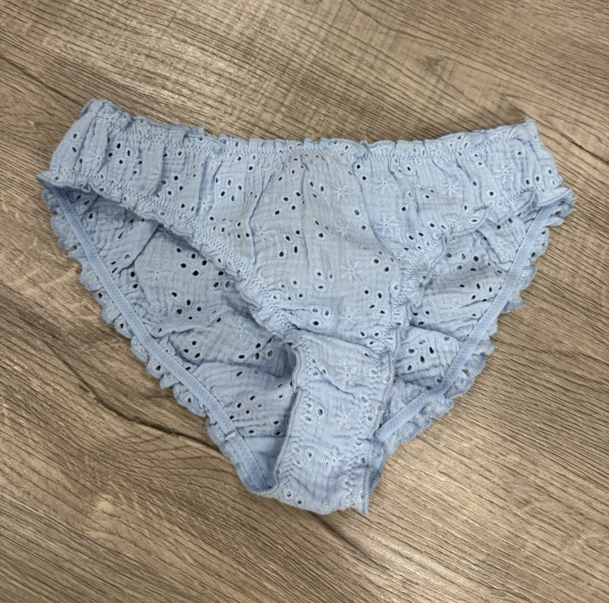 Intimately FP Home Grown Stretch Cotton Eyelet Panties Misty Blue Size XS 5352