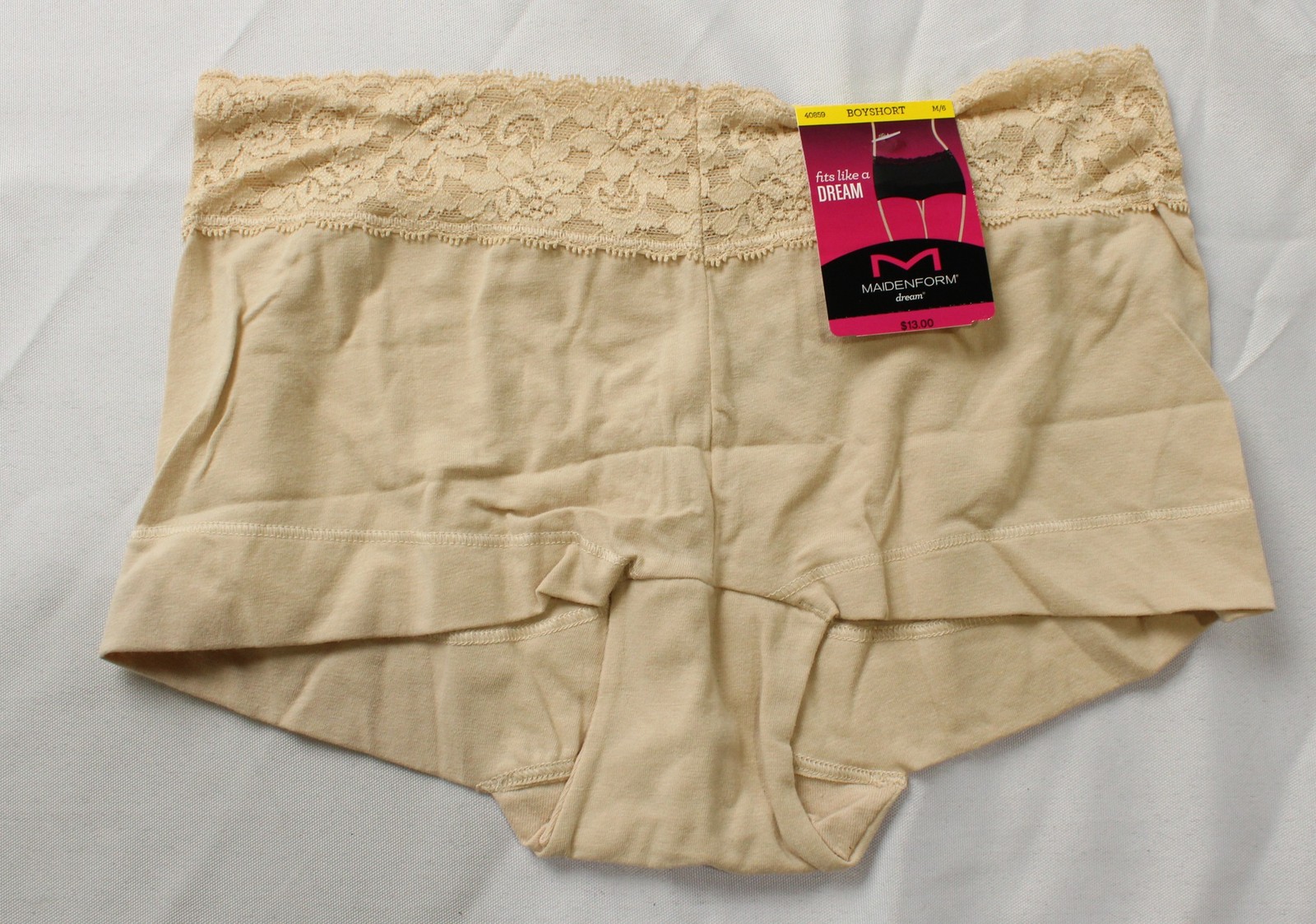 Maidenform Women’s Cotton Boyshort Panty with Lace AR8 Latte Lift Size 6