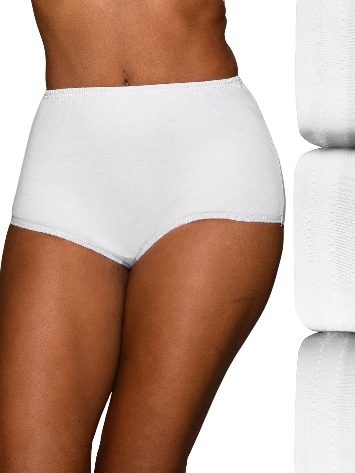 Vanity Fair Women’s High Waisted Full Coverage Brief Panties 3-Pack White Size 8