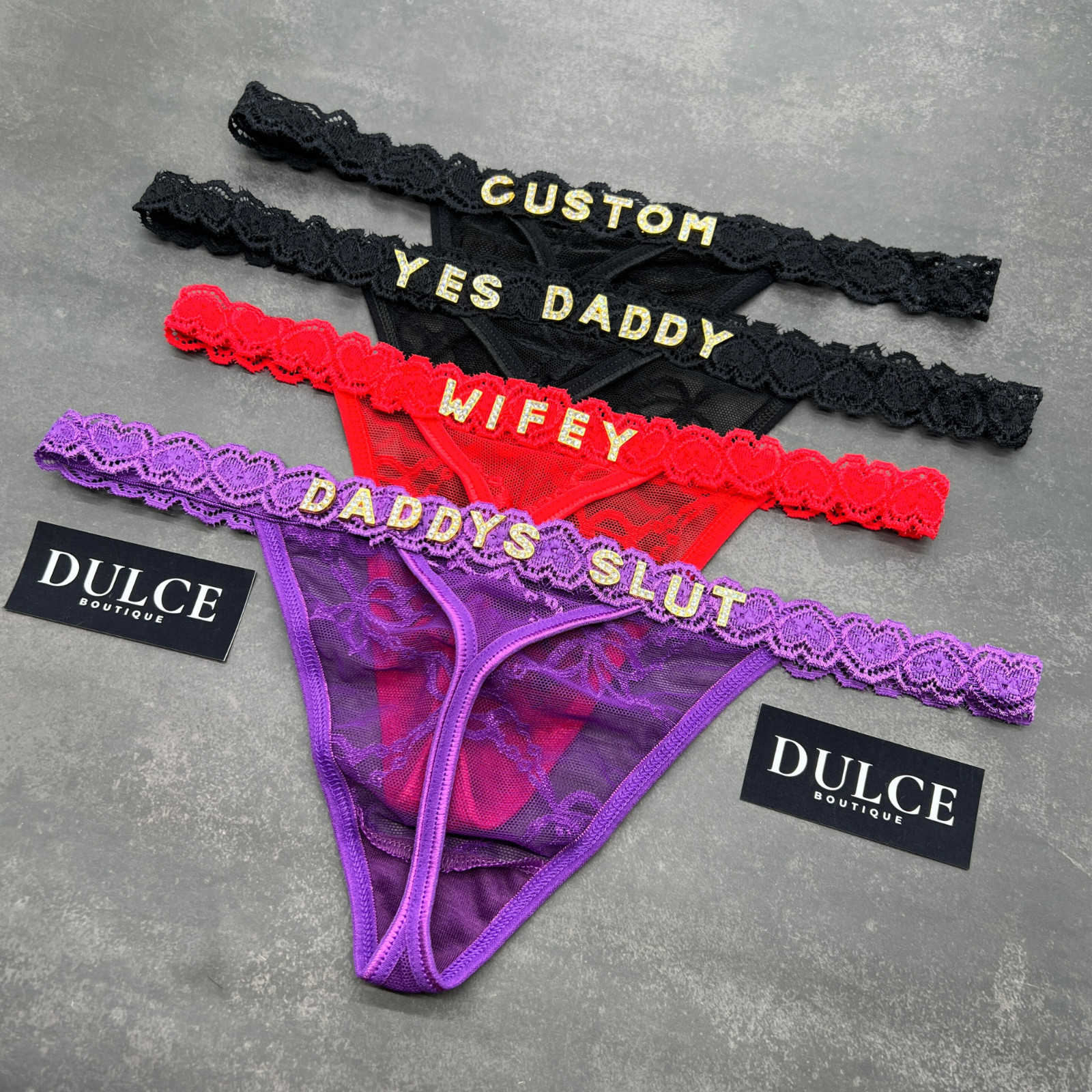 Custom Name Thong Sexy Panties With Crystal Letter Lingerie Custom Underwear