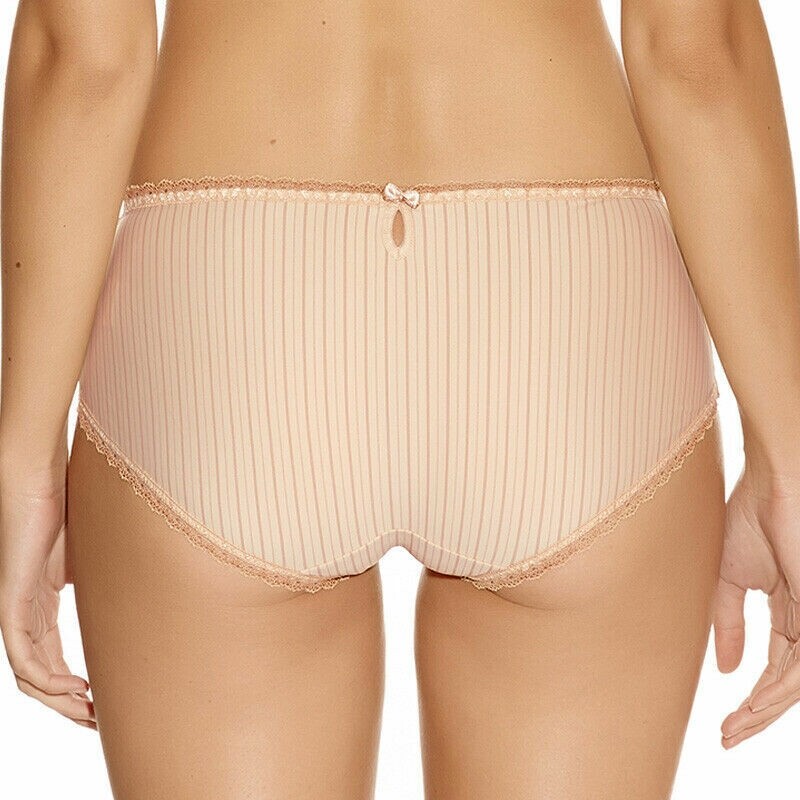 Fantasie Lois Short Brief Knickers Size XS 8 10 Nude Skin Beige Pinstripe 2976