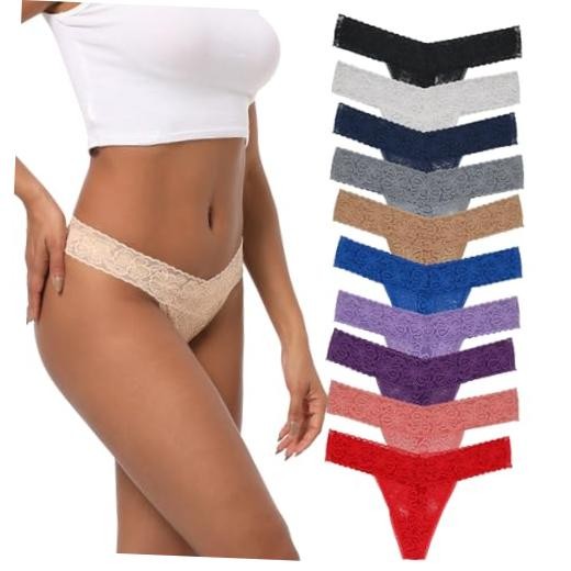 Lace Thongs For Women Plus Size Sexy Underwear T Medium Multicolored 10pcs a