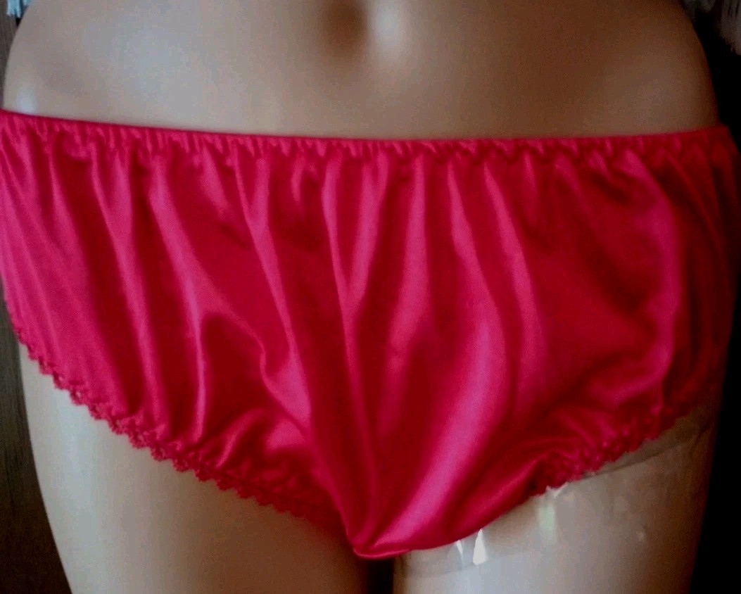 Vintage 60s Style Bikini Panty Sz 7 Adult Unisex Silky Deep Red Nylon Handmade