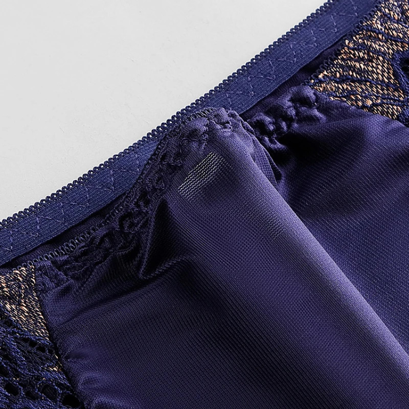 Floral Embroidery Briefs Mid Rise Satin Feel Breathable Panties Women Soft