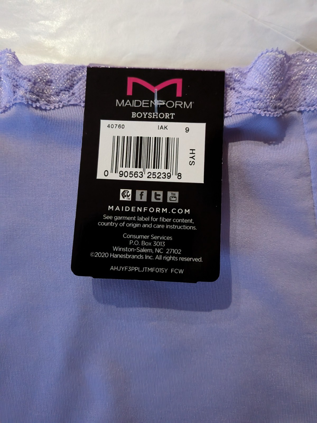 NWT Maidenform Fabulous Fit Cute Boyshorts 40760 With Lace Trim In Purple 9/2XL