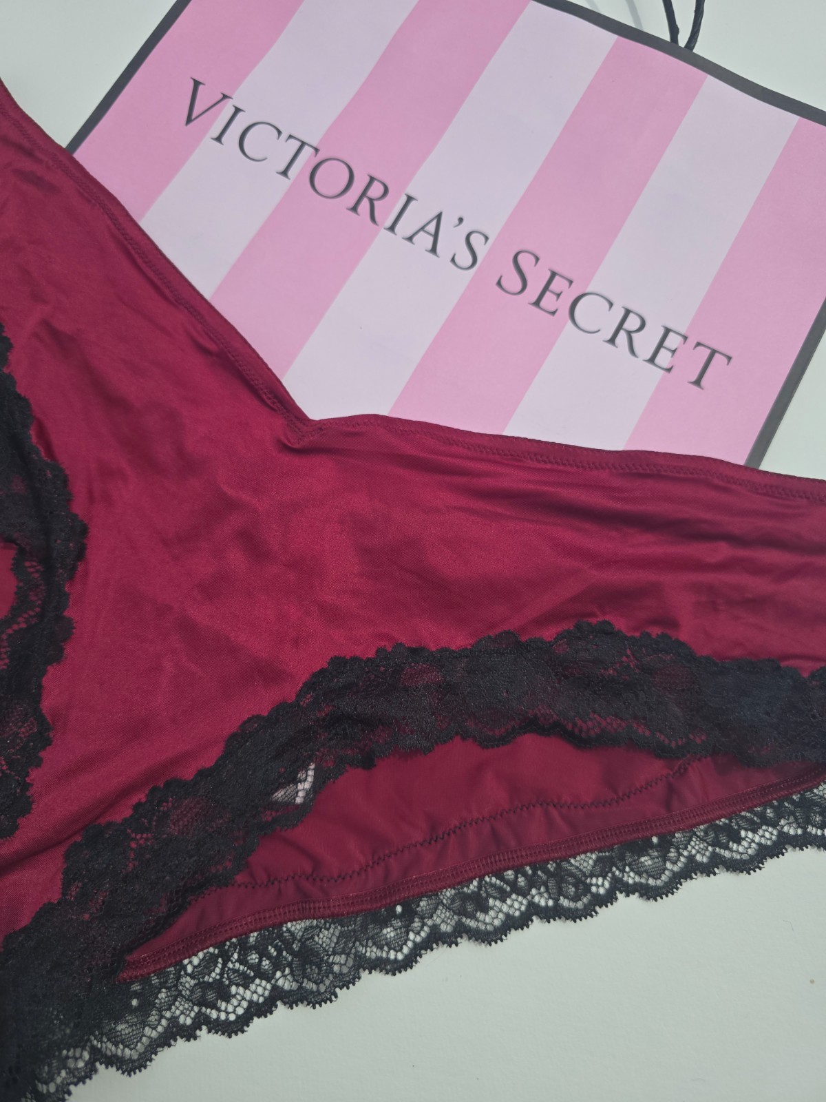 Victoria’s Secret Very Sexy Rose Lace-Trim High-Leg Cheeky Panty Sangria Red XL