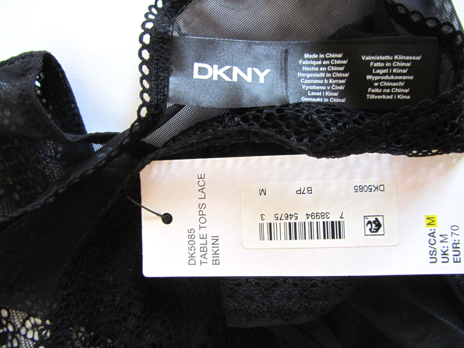 NWT DKNY Style# DK5085 Size M Lace Mesh Bikini Panty Black!
