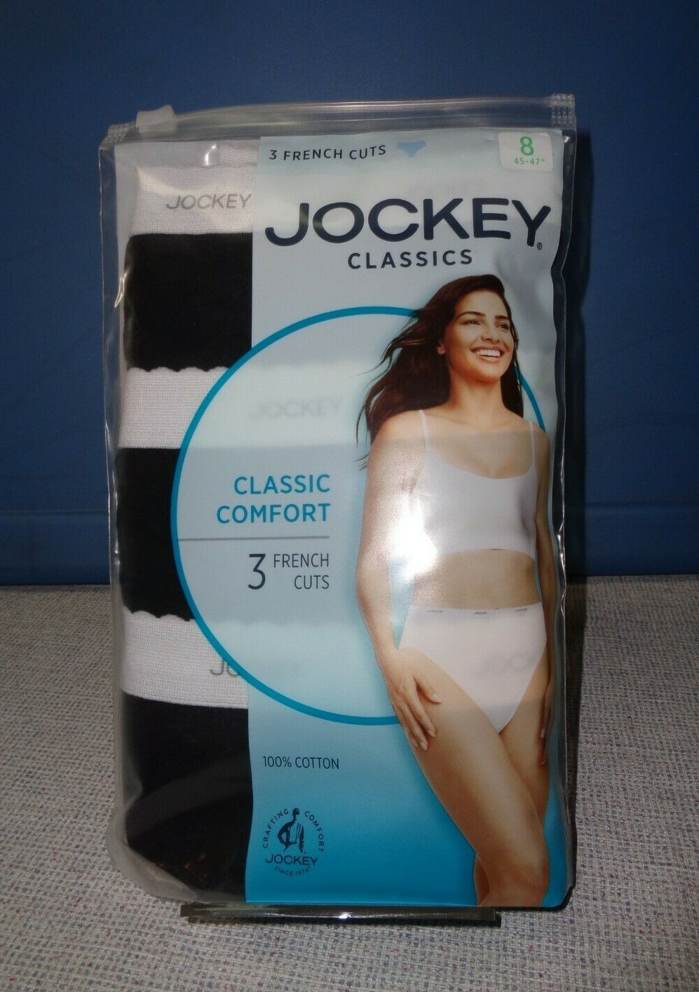 WOMEN’S SIZE 8 JOCKEY CLASSIC FRENCH HI-CUT BLACK 3-PACK UNDERWEAR 100% COTTON