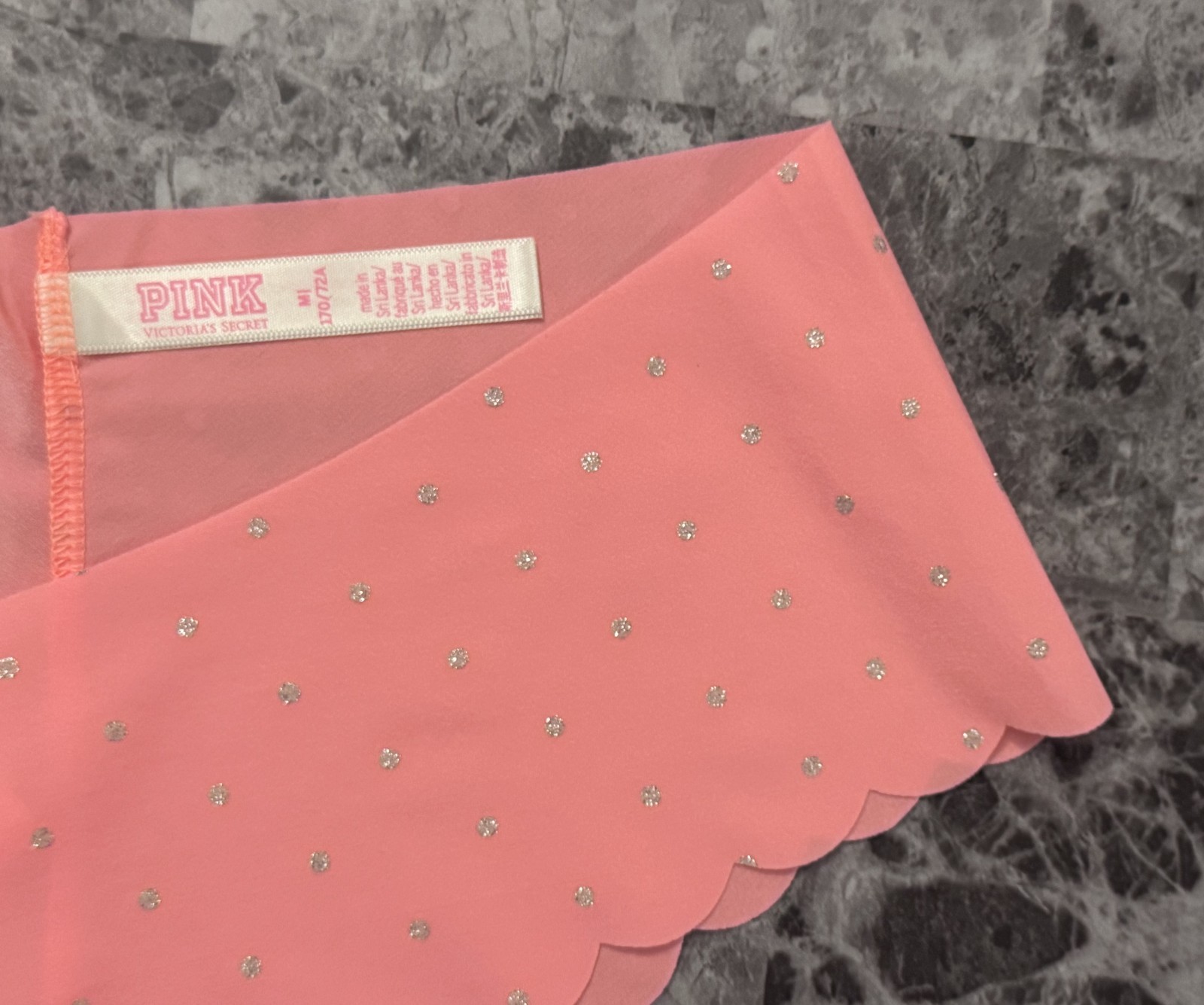 VICTORIA’S SECRET PINK M PEACH SILVER POLKA DOT RARE NO SHOW CHEEKSTER PANTIES