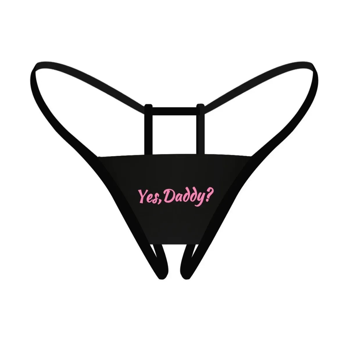 Open Crotch Thong Panties Mid Rise Letter Print Stretch Women’s Underwear
