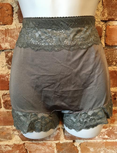 Rhonda Shear Charcoal Grey Pinup Panty Lace Trim Retro Panties New