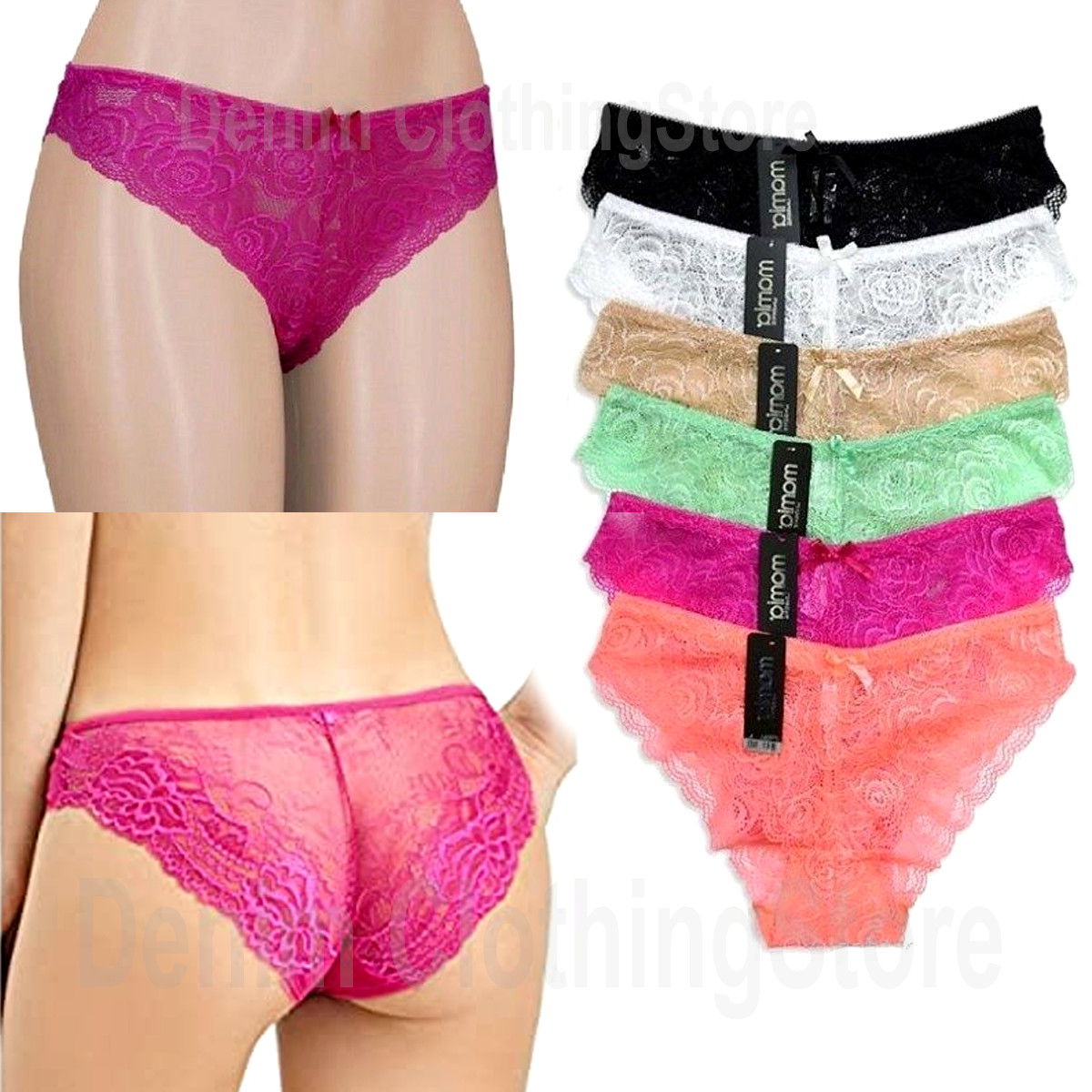 6 Pack S XL Women’s Hot Sexy Sheer Flower Lace Bikini Panties Lingerie Underwear
