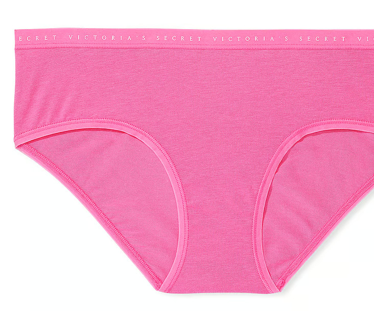 M Spring Pink Stretch Cotton LOGO Waist Victorias Secret Hiphugger Brief Panty