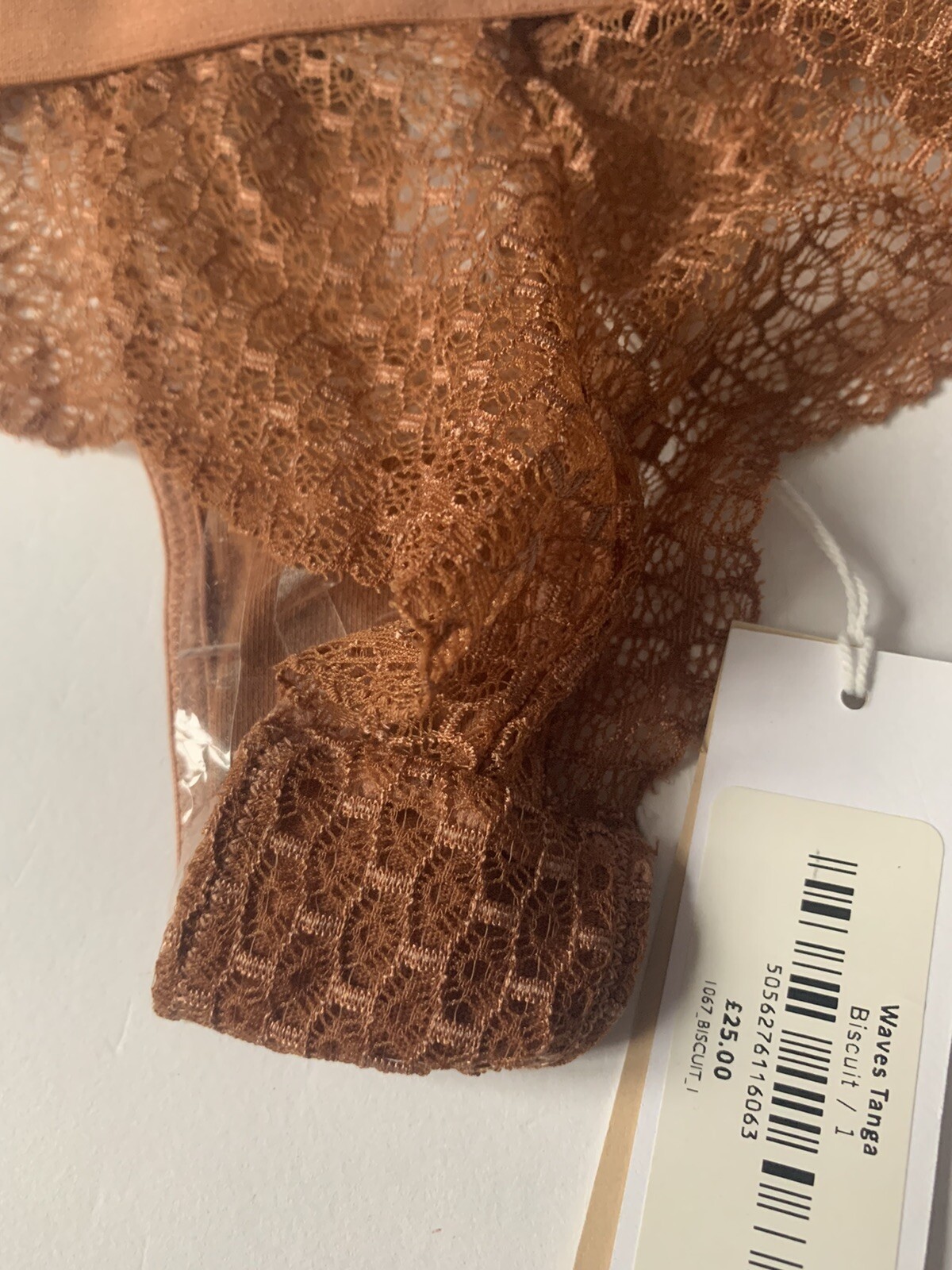 Beija London Waves Tanga Biscuit Brown Size 1 Approx 10 BNWT Freepost