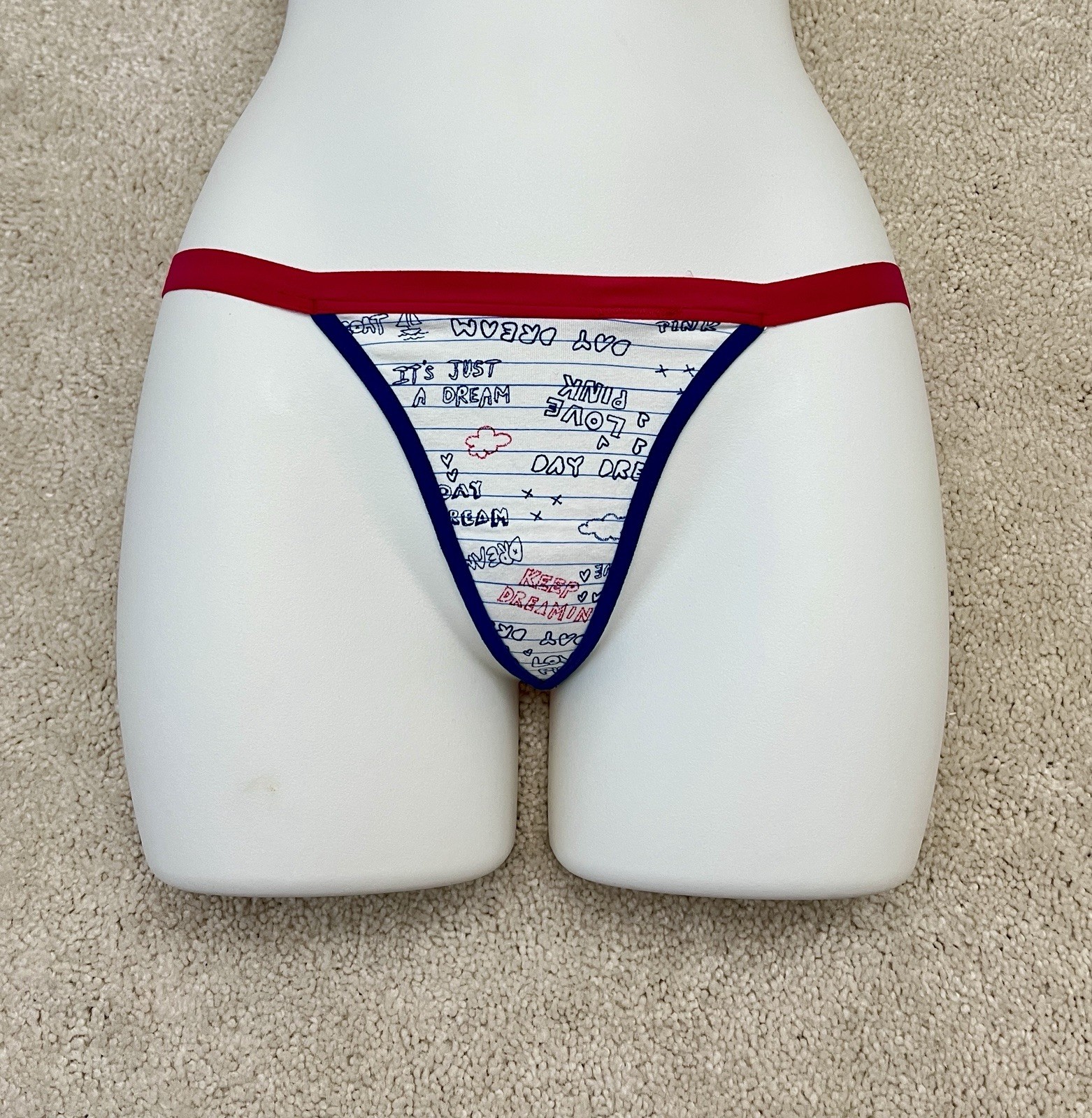NEW Victoria’s Secret VTG PINK Notebook Extra Low Rise T-Back Thong Panties XS