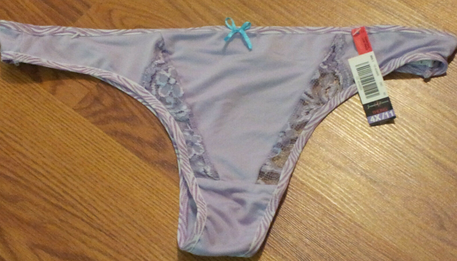 Thong Panties Purple With Zebra Print Trim Womens Size 4X /11 Sexy Animal NWT