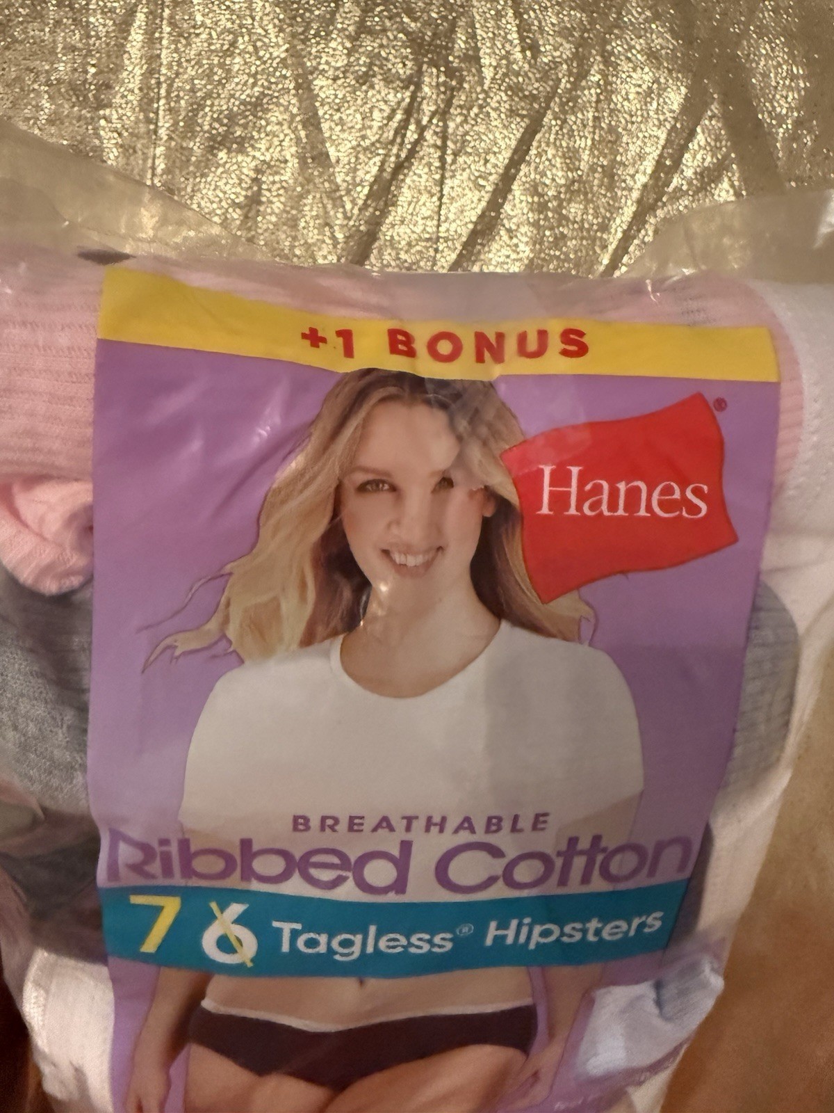 NWT Hanes 7 Pack Ribbed Cotton Blend Hipster Panties Multi Color Size 6/Medium