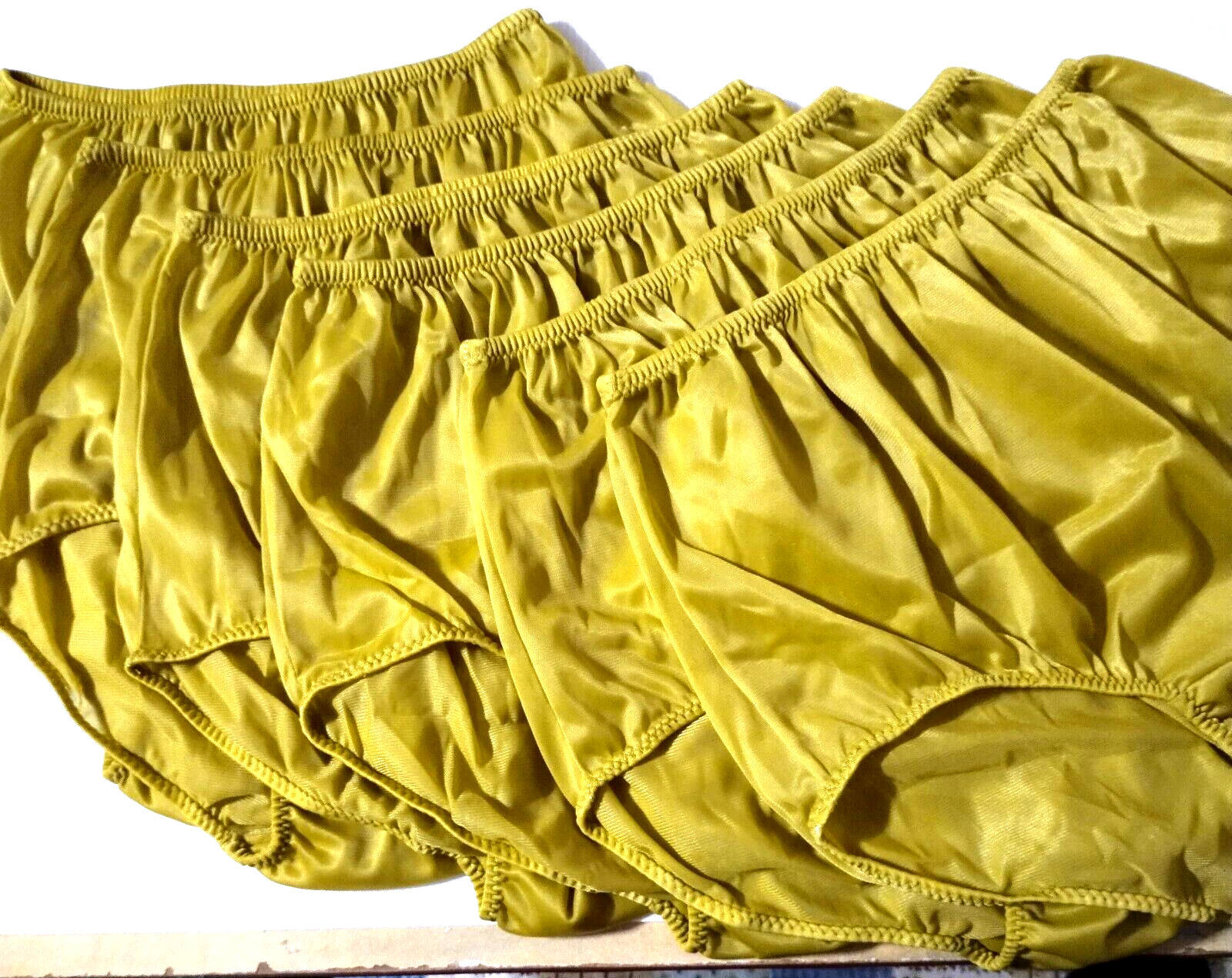6 Nylon Panties/ High Waisted/ Double Nylon Layer Crotch/Dark Yellow/ XL