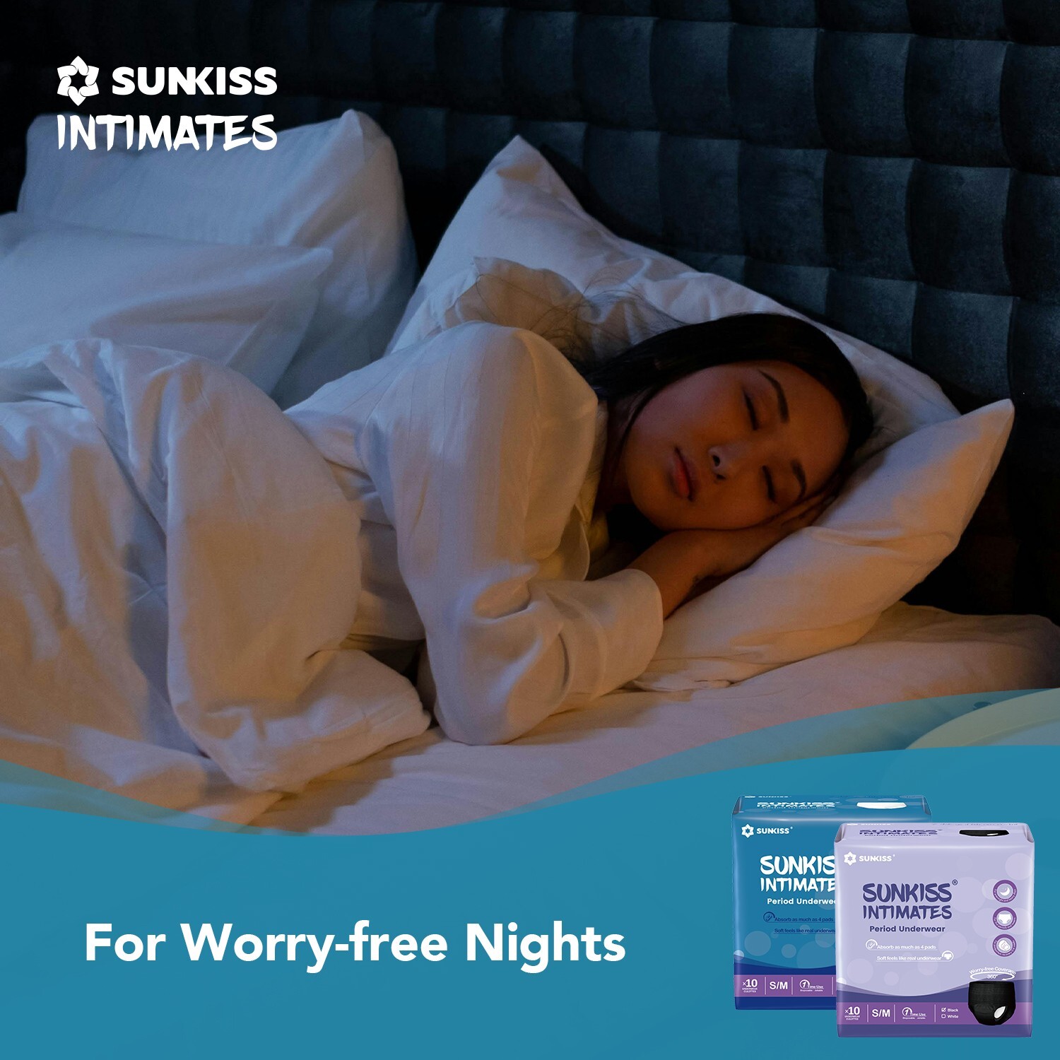 SUNKISS INTIMATES PeriodUnderwearWhite XL 100% leak & Odor Proof -4 Packs of 10
