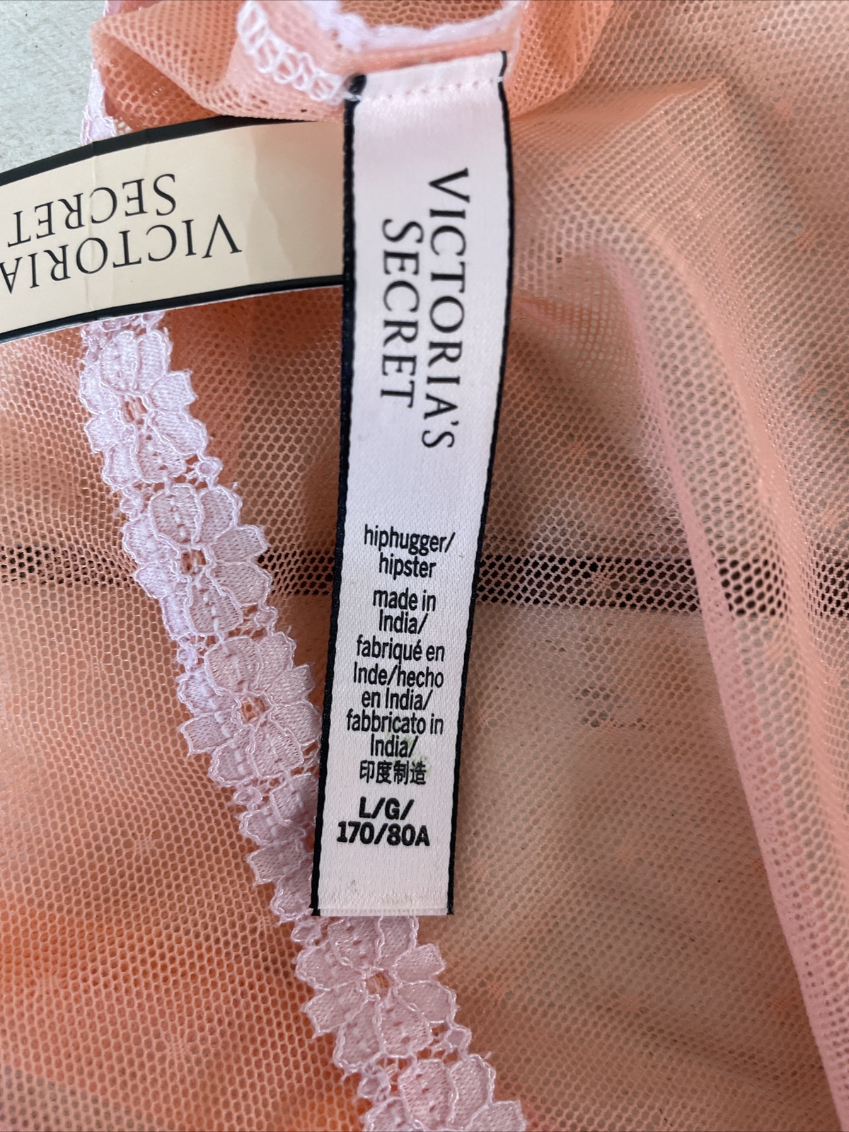 Victoria Secrets High Hugger Hipster Floral Lace Pink & Orange Size L Fast Ship